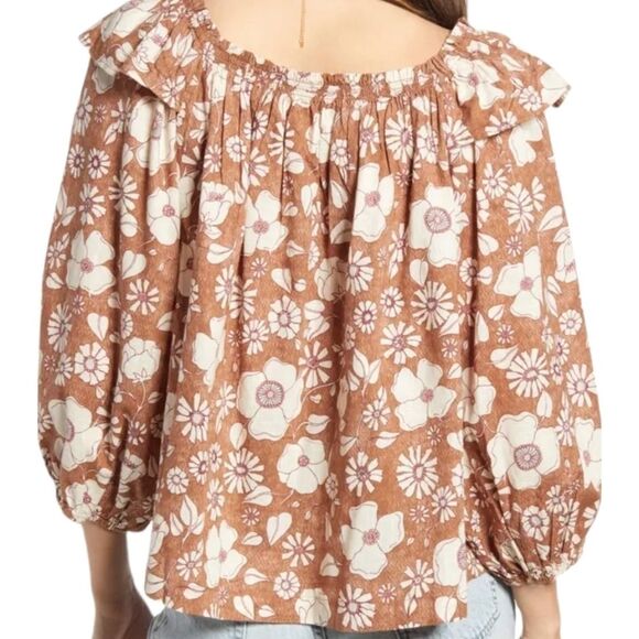 FREE PEOPLE Miss Daisy Cotton Printed Top Sz XSMALL - Picture 2 of 13